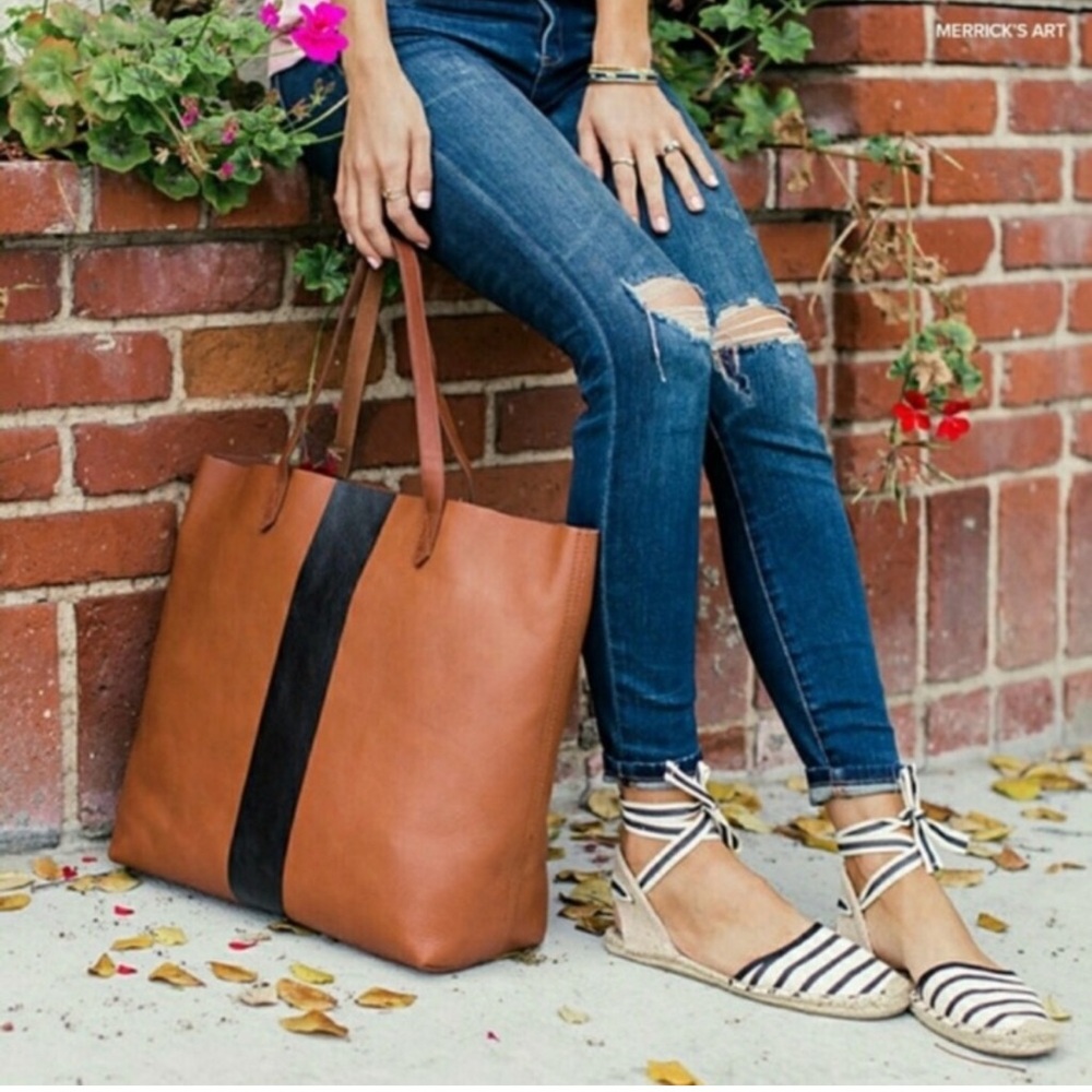 Madewell Brown and Black Tote Bag